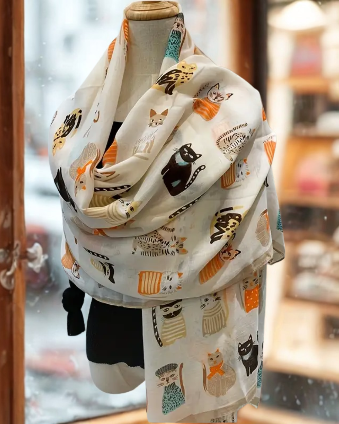 Artisan Cat Motif Scarf