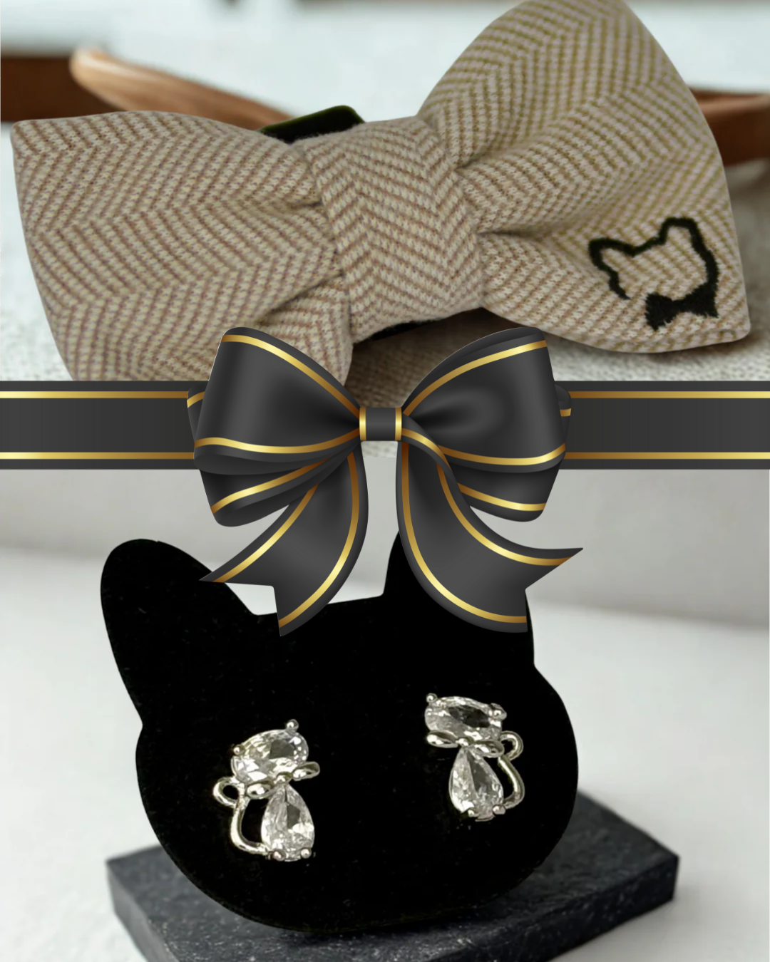 Luxurious Holiday Gift Bag with Regal Whiskers Earrings